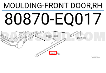 Nissan 80870EQ017 MOULDING-FRONT DOOR,RH