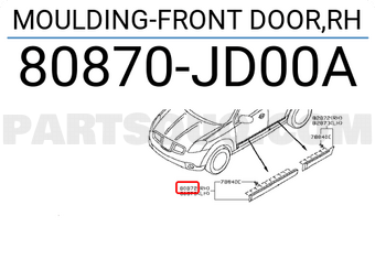 Nissan 80870JD00A MOULDING-FRONT DOOR,RH