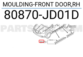 Nissan 80870JD01D MOULDING-FRONT DOOR,RH