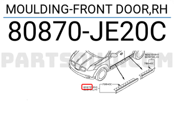 Nissan 80870JE20C MOULDING-FRONT DOOR,RH