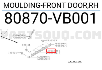 Nissan 80870VB001 MOULDING-FRONT DOOR,RH