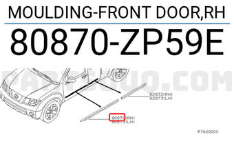 Nissan 80870ZP59E MOULDING-FRONT DOOR,RH