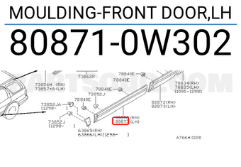 Nissan 808710W302 MOULDING-FRONT DOOR,LH