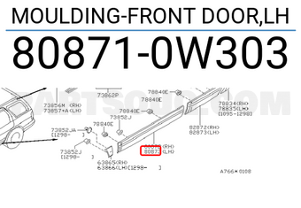 Nissan 808710W303 MOULDING-FRONT DOOR,LH