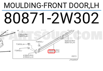 Nissan 808712W302 MOULDING-FRONT DOOR,LH