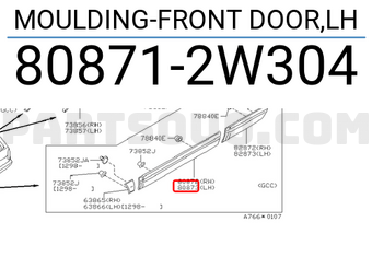 Nissan 808712W304 MOULDING-FRONT DOOR,LH