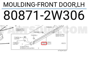 Nissan 808712W306 MOULDING-FRONT DOOR,LH