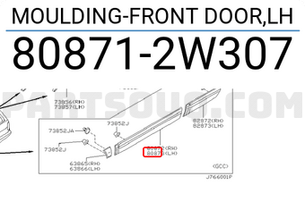 Nissan 808712W307 MOULDING-FRONT DOOR,LH