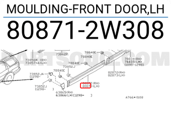 Nissan 808712W308 MOULDING-FRONT DOOR,LH