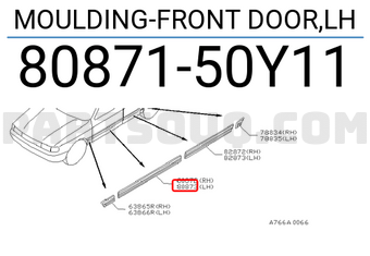 Nissan 8087150Y11 MOULDING-FRONT DOOR,LH
