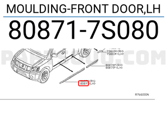 Nissan 808717S080 MOULDING-FRONT DOOR,LH