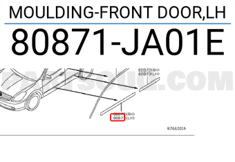 Nissan 80871JA01E MOULDING-FRONT DOOR,LH