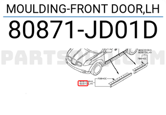 Nissan 80871JD01D MOULDING-FRONT DOOR,LH