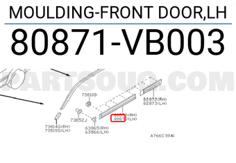 Nissan 80871VB003 MOULDING-FRONT DOOR,LH