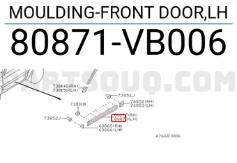 Nissan 80871VB006 MOULDING-FRONT DOOR,LH