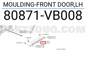 Nissan 80871VB008 MOULDING-FRONT DOOR,LH