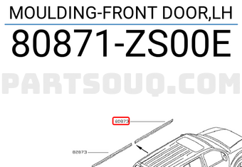 Nissan 80871ZS00E MOULDING-FRONT DOOR,LH