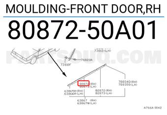 Nissan 8087250A01 MOULDING-FRONT DOOR,RH