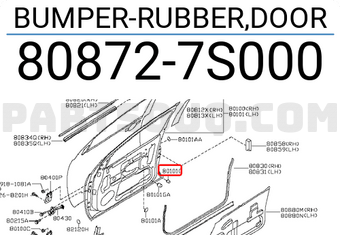 Nissan 808727S000 BUMPER-RUBBER,DOOR