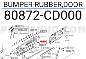 Nissan 80872CD000 BUMPER-RUBBER,DOOR