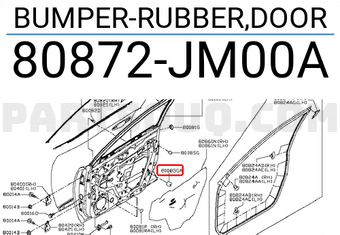 Nissan 80872JM00A BUMPER-RUBBER,DOOR