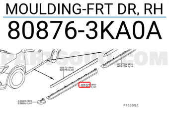 Nissan 808763KA0A MOULDING-FRT DR, RH
