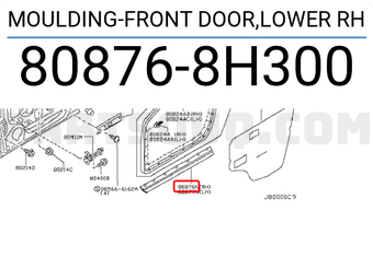 Nissan 808768H300 MOULDING-FRONT DOOR,LOWER RH