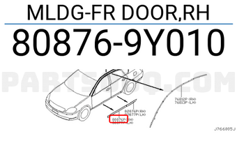 Nissan 808769Y010 MLDG-FR DOOR,RH