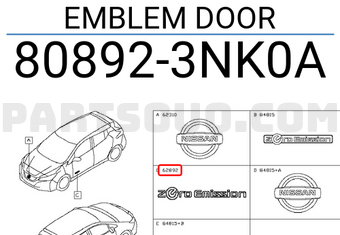 Nissan 808923NK0A EMBLEM DOOR