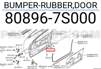 Nissan 808967S000 BUMPER-RUBBER,DOOR