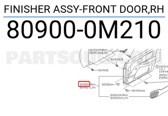 Nissan 809000M210 FINISHER ASSY-FRONT DOOR,RH