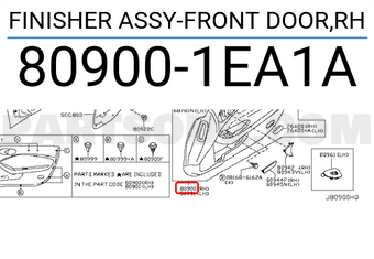 Nissan 809001EA1A FINISHER ASSY-FRONT DOOR,RH