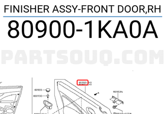Nissan 809001KA0A FINISHER ASSY-FRONT DOOR,RH