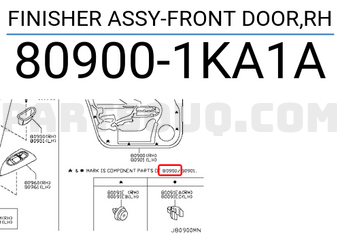 Nissan 809001KA1A FINISHER ASSY-FRONT DOOR,RH