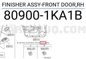 Nissan 809001KA1B FINISHER ASSY-FRONT DOOR,RH