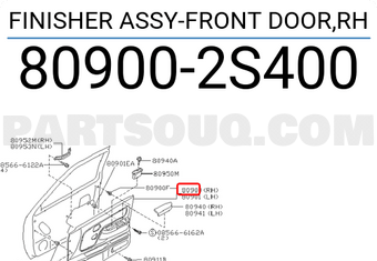 Nissan 809002S400 FINISHER ASSY-FRONT DOOR,RH