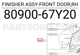 Nissan 8090067Y20 FINISHER ASSY-FRONT DOOR,RH