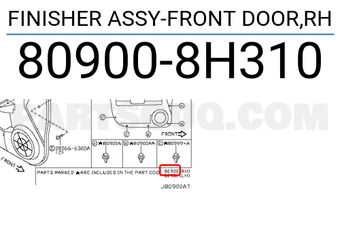 Nissan 809008H310 FINISHER ASSY-FRONT DOOR,RH