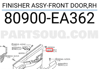 Nissan 80900EA362 FINISHER ASSY-FRONT DOOR,RH
