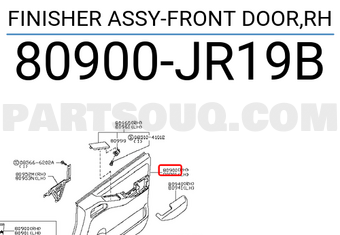 Nissan 80900JR19B FINISHER ASSY-FRONT DOOR,RH