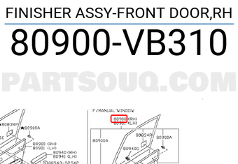 Nissan 80900VB310 FINISHER ASSY-FRONT DOOR,RH