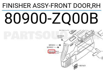 Nissan 80900ZQ00B FINISHER ASSY-FRONT DOOR,RH