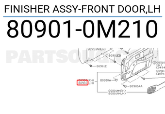 Nissan 809010M210 FINISHER ASSY-FRONT DOOR,LH