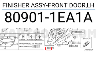 Nissan 809011EA1A FINISHER ASSY-FRONT DOOR,LH