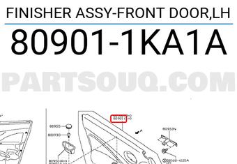 Nissan 809011KA1A FINISHER ASSY-FRONT DOOR,LH