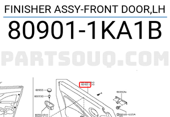 Nissan 809011KA1B FINISHER ASSY-FRONT DOOR,LH