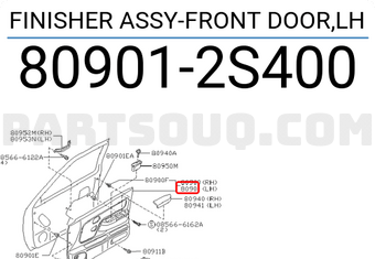 Nissan 809012S400 FINISHER ASSY-FRONT DOOR,LH