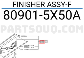 Nissan 809015X50A FINISHER ASSY-F