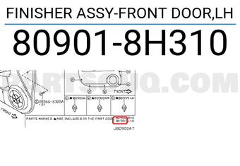 Nissan 809018H310 FINISHER ASSY-FRONT DOOR,LH