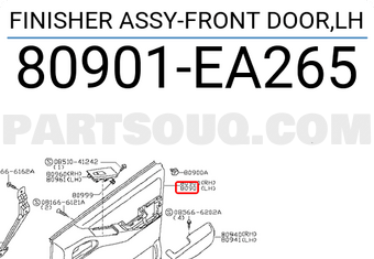 Nissan 80901EA265 FINISHER ASSY-FRONT DOOR,LH